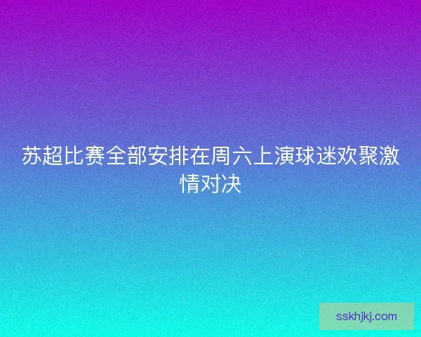 苏超比赛全部安排在周六上演球迷欢聚激情对决